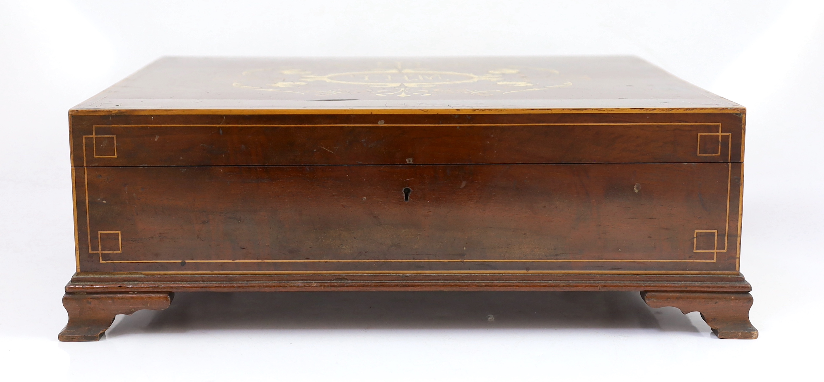 An ornate Victorian boxed presentation photograph album, casket 44cm wide, 37cm deep, 15cm high